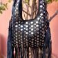 THE 'MEDINA' 100% EXQUISITE SOFT LEATHER FRINGED BAG WITH STUDDED EMBELLISHMENTS HANDMADE IN MARRAKECH TAN OR BLACK