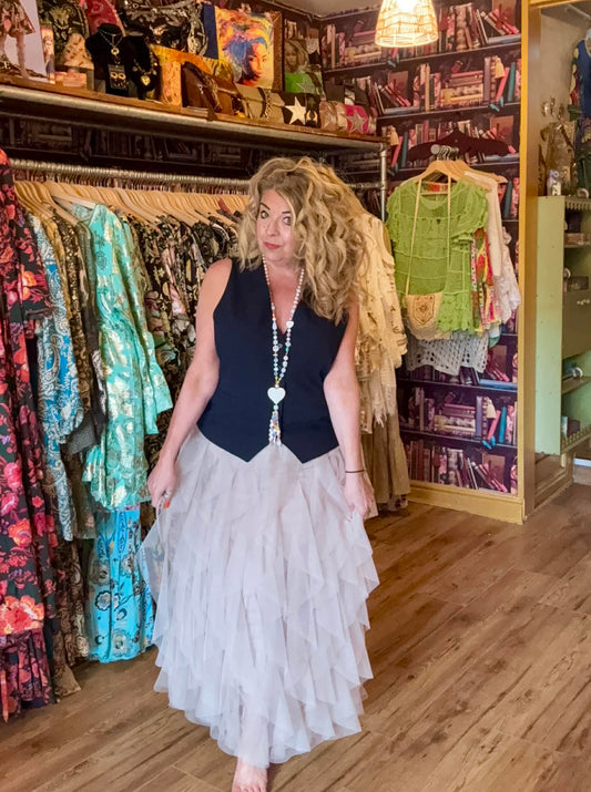 THE 'CARRIE' BEAUTIFUL TULLE WATERFALL SKIRT IN ANTIQUE CREAM OR BLUSH PINK