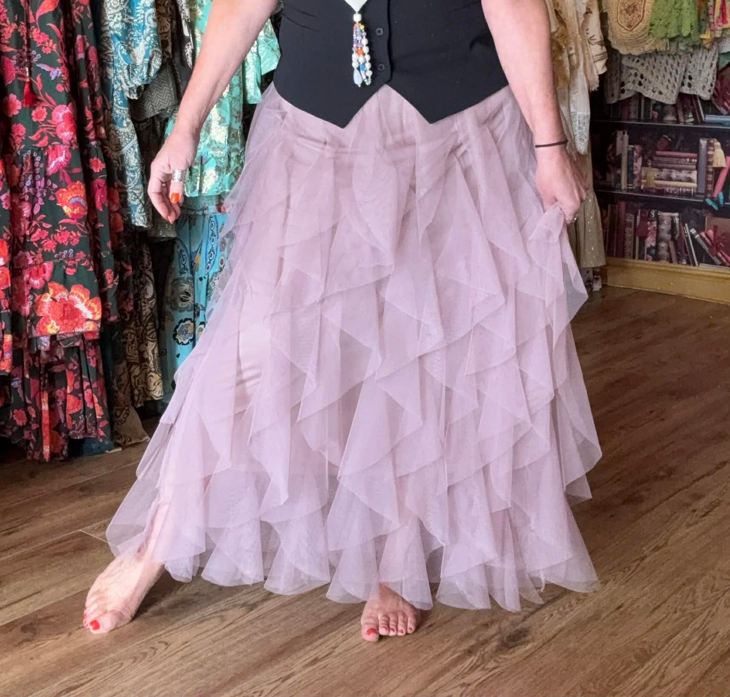 THE 'CARRIE' BEAUTIFUL TULLE WATERFALL SKIRT IN ANTIQUE CREAM OR BLUSH PINK