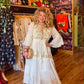 THE 'PALOMA' 100% COTTON STUNNING RICHLY EMBELLISHED IVORY BELL SLEEVE BOHEMIAN DRESS FROM OUR EXCLUSIVE SPANISH COLLECTION