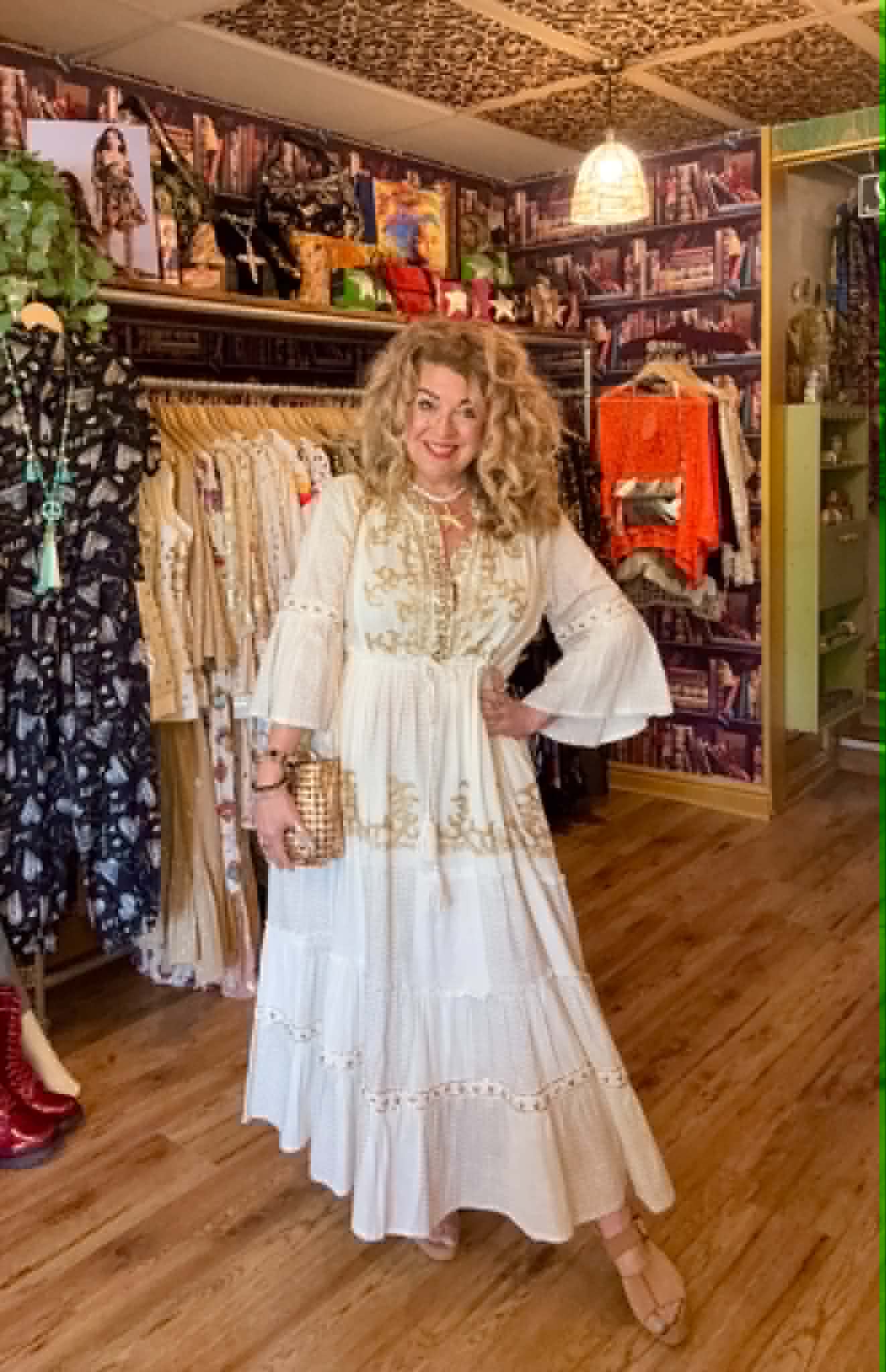 THE 'PALOMA' 100% COTTON STUNNING RICHLY EMBELLISHED IVORY BELL SLEEVE BOHEMIAN DRESS FROM OUR EXCLUSIVE SPANISH COLLECTION