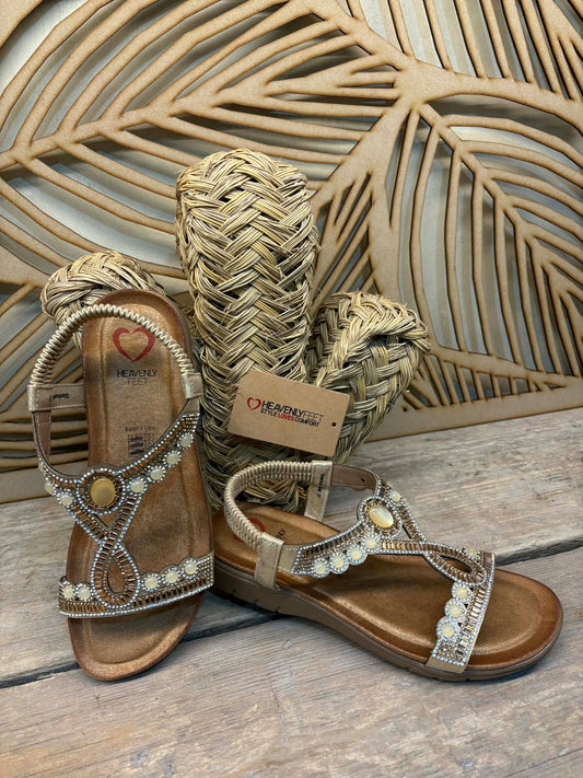 THE 'GOA' STUNNING JEWEL EMBELLISHED SUPER COMFORT CUSHION SOLE T BAR SANDAL