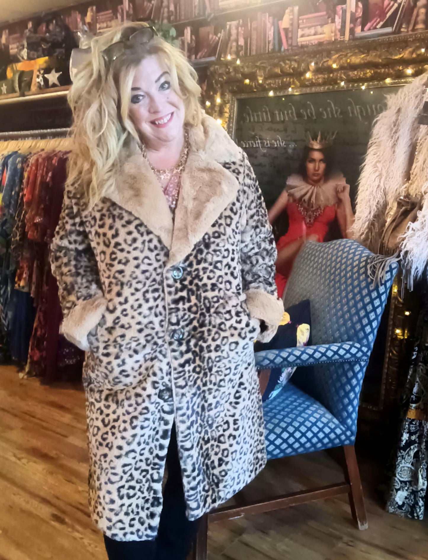 THE 'LEONA' EXQUISITELY SOFT PLUSH LEOPARD FAUX FUR COAT IN PINK OR BEIGE