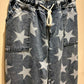 THE 'LUCKY STAR' RELAXED FIT FUNKY FADED STAR PRINT DRAWSTRING WAIST RELAXED FIT JEANS