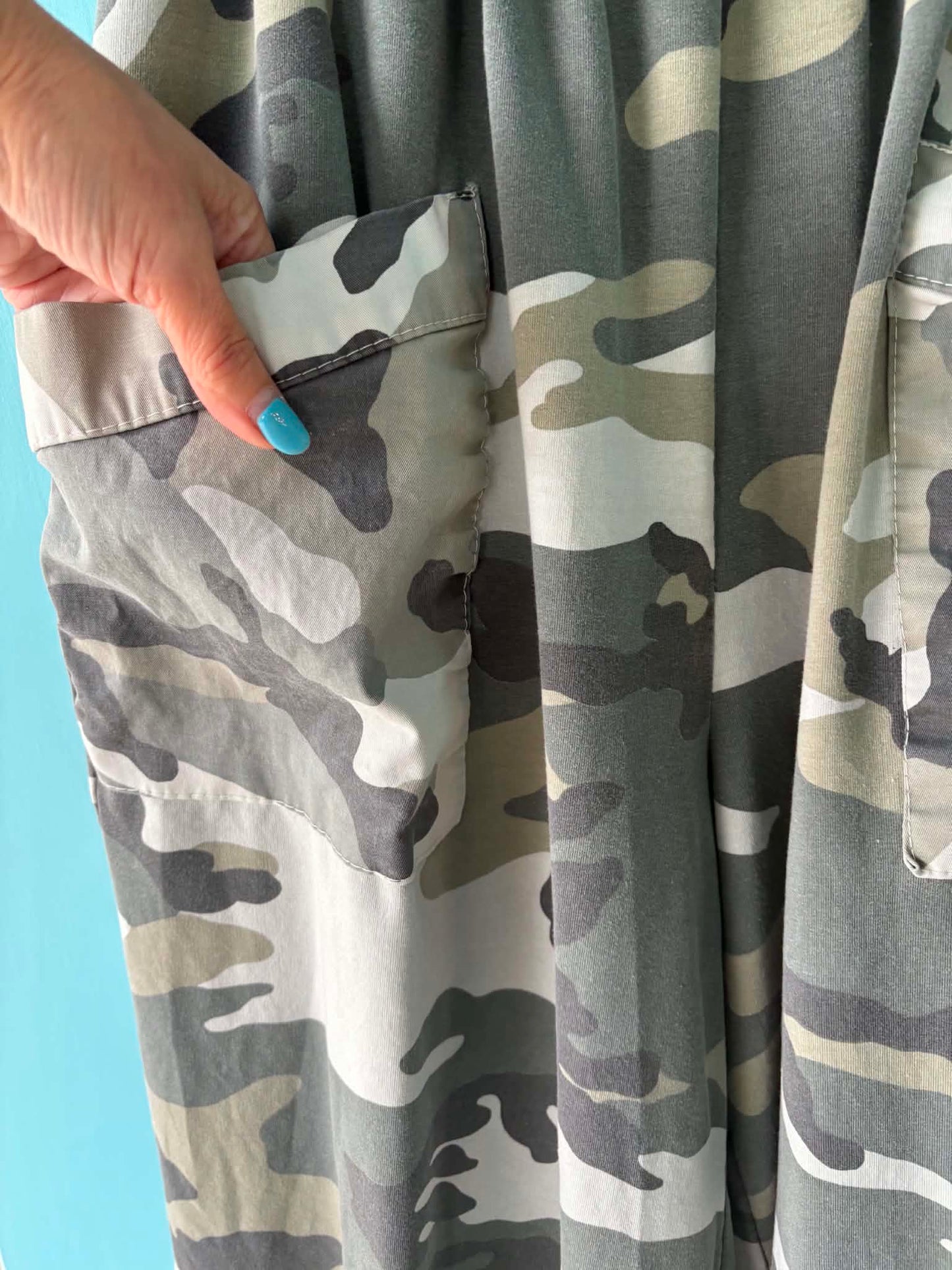 THE 'GOLDIE'SUPER SOFT CAMO PRINT STRETCH WAIST OVERSIZED POCKET COCOON PANTS