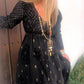 THE 'SEVILLE SUNSET' BEAUTIFUL RICH EMBROIDERED BLACK COTTON DRESS WITH GOLD AND SILVER DETAIL