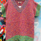 THE 'COSIMA' VINTAGE STYLE RAINBOW COLOURED BOUCLE KNIT LONG LENGTH TANK TOP
