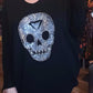 THE 'CRYSTAL SKULL' LUXE FEEL SLINKY OVERSIZED JUMPER IN BLACK AND SILVER