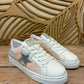 THE 'CANDY SUPERSTAR' FABULOUS RETRO SILVER STAR EMBELLISHED TRAINERS IN NUDE PINK AND WHITE