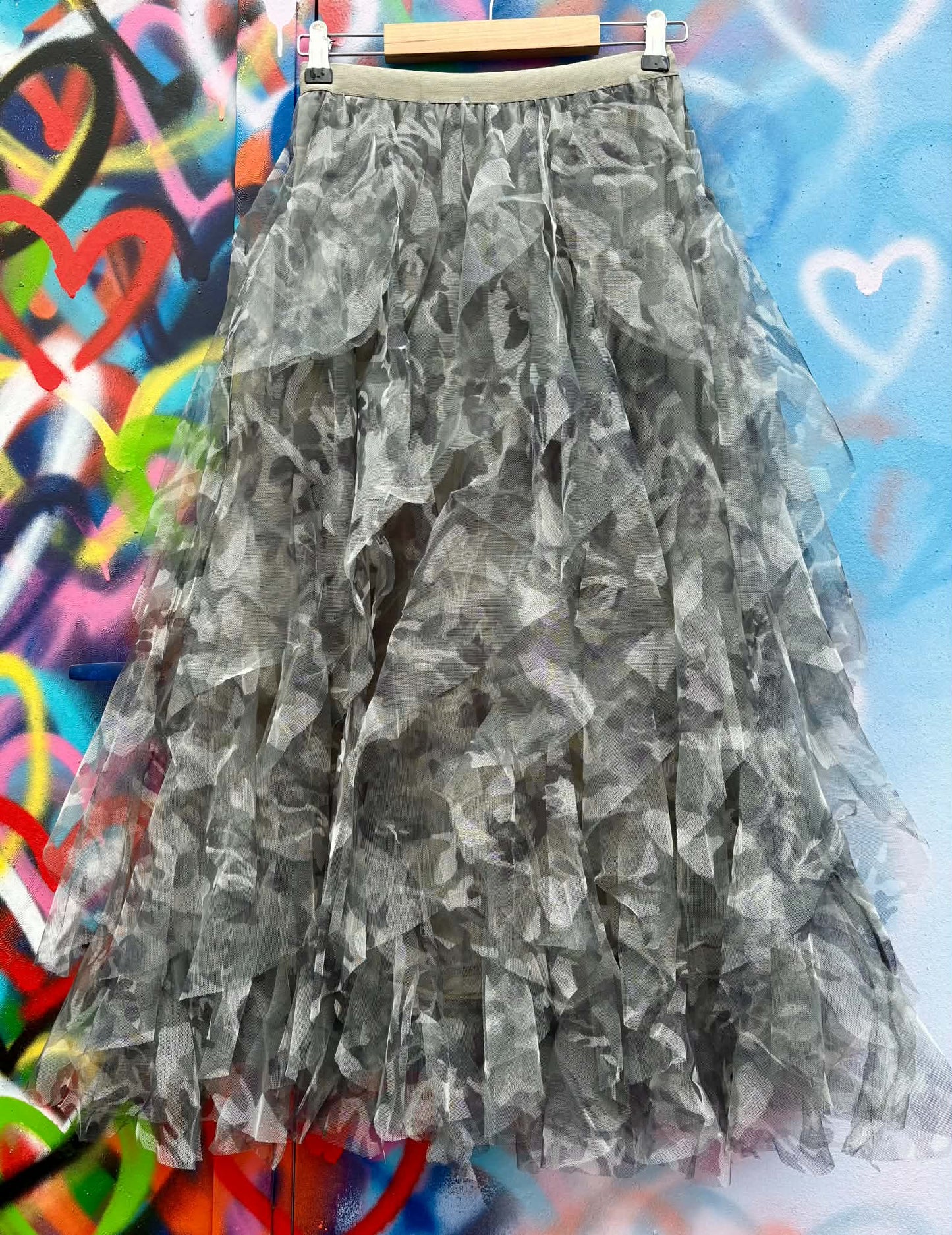 THE 'CASSIE' FABULOUS CAMO PRINT FROTHY TULLE SKIRT WITH COMFORTABLE ELASTICATED WAIST 10 to 20