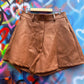 THE 'CLAUDIA' FABULOUSLY FLATTERING GENTLY TAILORED FAUX LEATHER SHORTS IN BLACK, TAN OR BURGUNDY