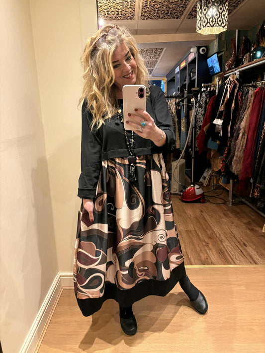 THE 'DEMI' BEAUTIFULLY FLATTERING LUXE SATIN SKIRTED COCOON DRESS ASSORTED PRINTS AVAILABLE