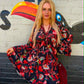 THE 'MARITZA' STUNNING FLOATY BELL SLEEVE DRESS IN A BIRD OF PARADISE PRINT FROM OUR EXCLUSIVE SPANISH COLLECTION