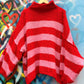 THE 'KOZY DAZE' BRIGHT AND BEAUTIFUL BOLD RED AND PINK STRIPED SUPERSOFT OVERSIZED SNUGGLE JUMPER
