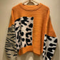 THE 'HOTCHPOTCH LEOPARD' COSY FEEL FLUFFY KNIT IN PINK OR ORANGE