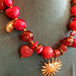THE 'CELESTIAL LOVE' BEAUTIFUL BEADED AND EMBELLISHED NECKLACE IN RUBY OR AMBER