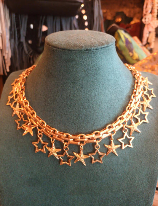 THE 'STARGAZER' STUNNING SHIMMERY STAR EMBELLISHED NECKLACE IN SILVER OR GOLD COLOURS