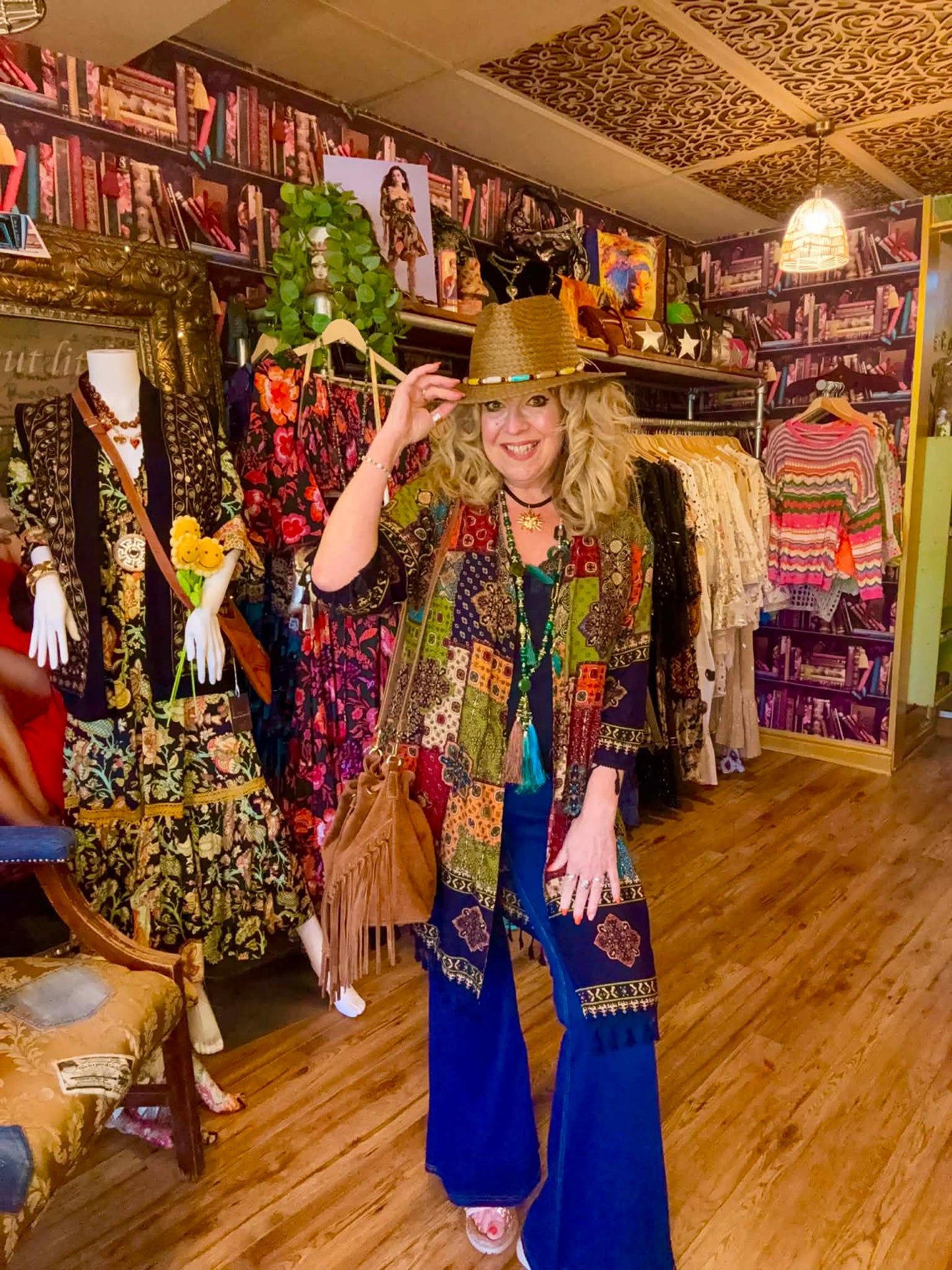 THE 'BOHO TRAVELLER' STUNNING ETHNIC PATCHWORK PRINT LIGHTWEIGHT KAFTAN STYLE JACKET/COVER UP