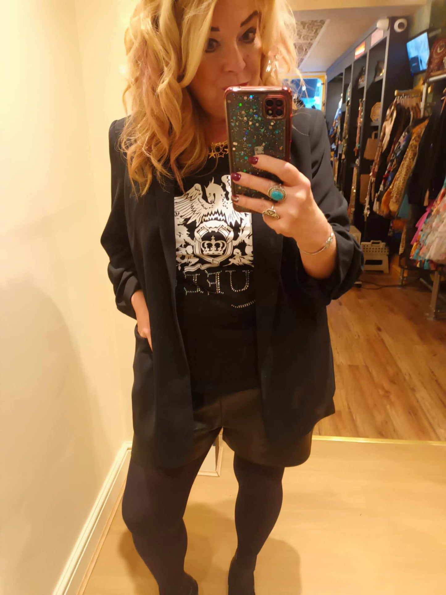 'ROCK STAR RANGE' AUTHENTIC FEMALE FIT DIAMANTE QUEEN T SHIRT