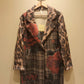THE 'URBAN ROSES' STUNNING TARTAN AND LEOPARD STATEMENT BLANKET COAT WITH STRIKING BACK DETAIL