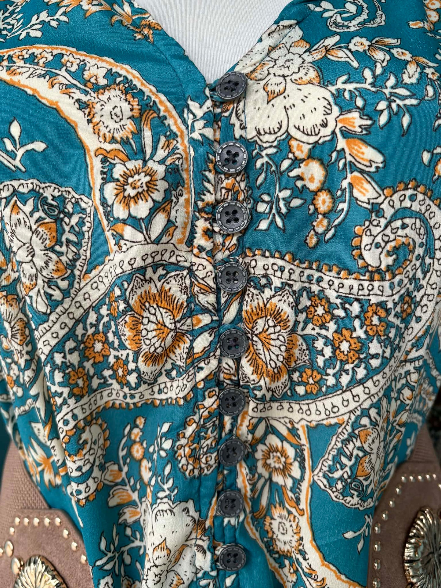 THE 'PAISLEY PARADISO' STUNNING FLIPPY HEM BUTTON BODICE DRESS FROM OUR EXCLUSIVE SPANISH COLLECTION