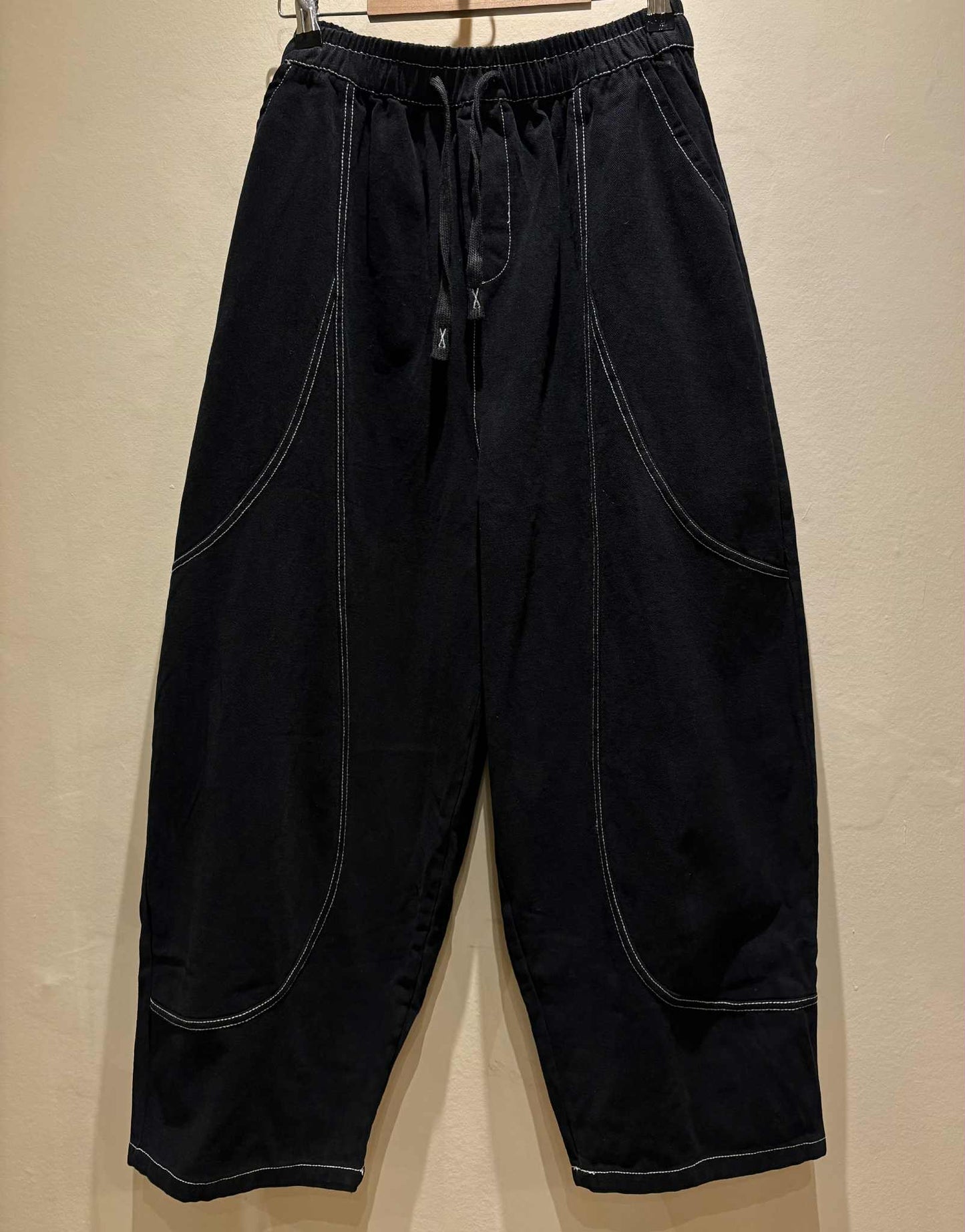 THE 'BRIXTON' SOFT BLACK DENIM STITCH EMBELLISHED POCKET DETAIL COCCON PANTS