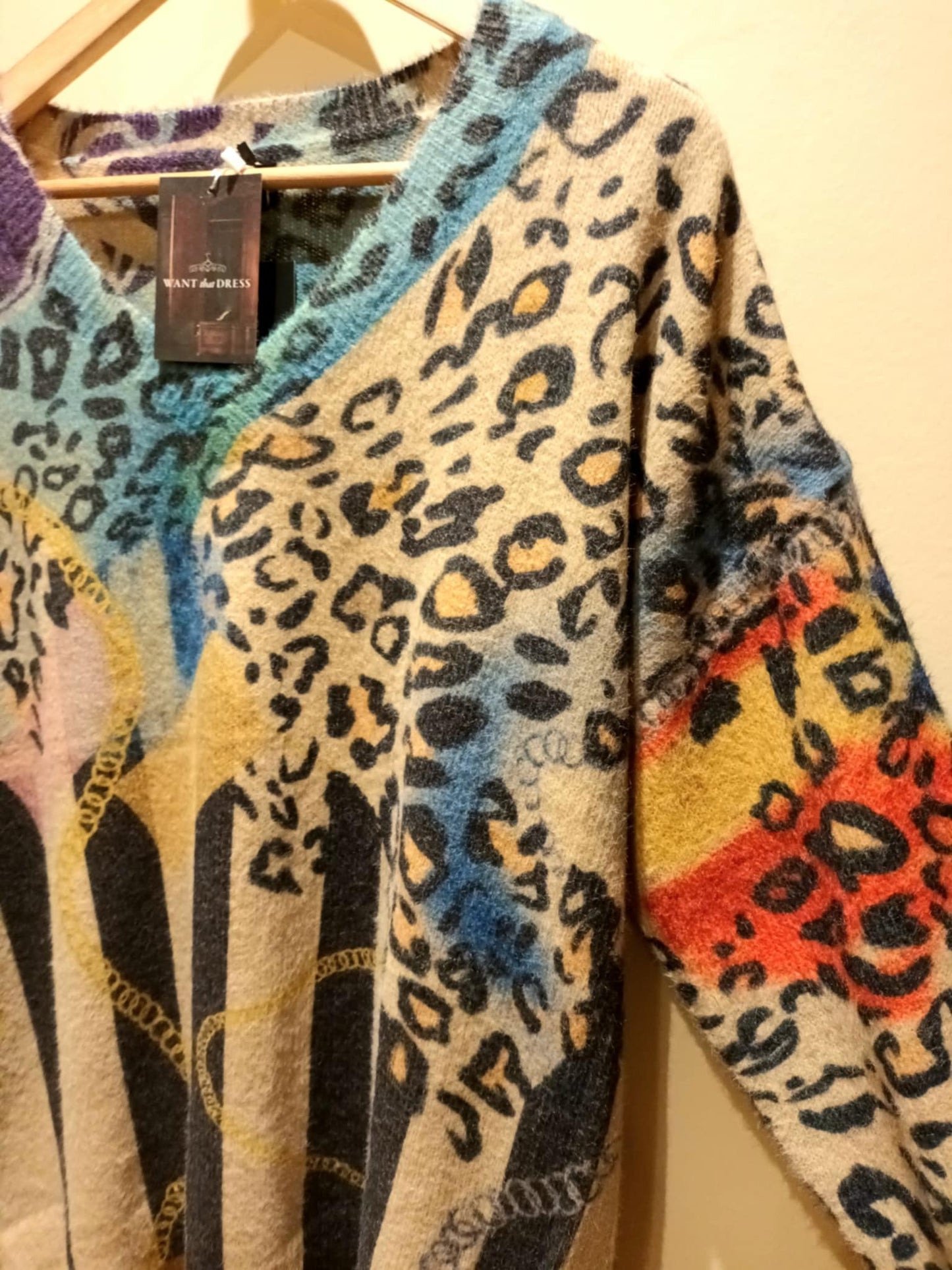 THE 'ARTY LEOPARD' BEAUTIFUL LUXURIOUS SOFT FEEL HOTCHPOTCH PRINT COSY KNIT