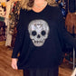 THE 'GOTHIKA' FABULOUS STUDDED & DIAMANTE SKULL DETAIL EXQUISITE FINE KNIT BATWING JUMPER