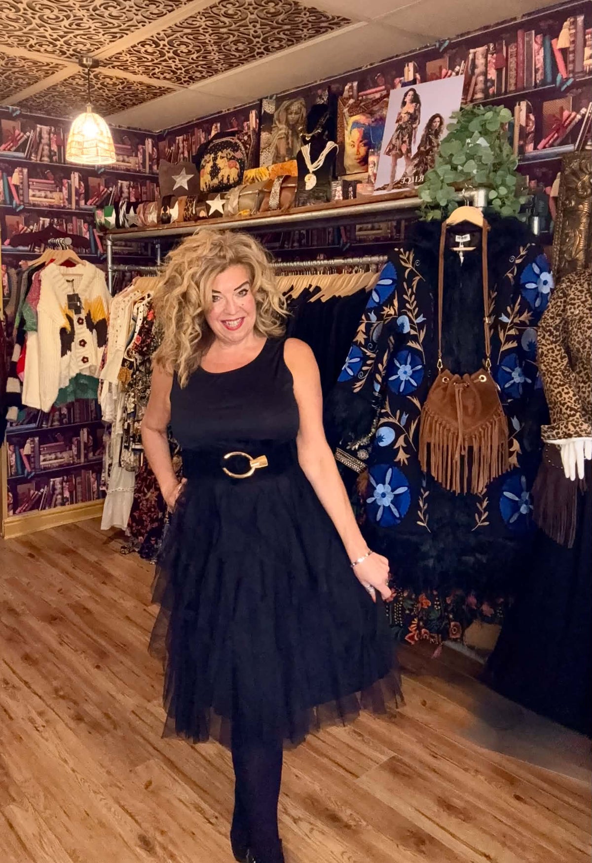 THE 'RAVEN' STUNNING FROTHY BLACK TULLE SKIRTED DRESS WITH DETACHABLE SUPERSOFT JUMPER TOP