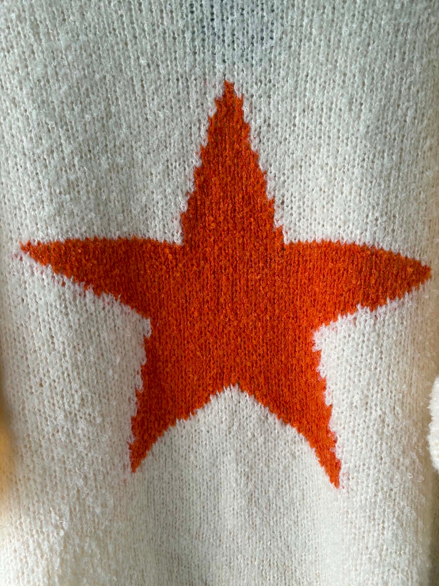 THE 'SUPERSTAR' FABULOUSLY SOFT STAR DETAIL OVERSIZED SNUGGLE JUMPER IN CREAM AND ORANGE
