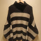 THE 'COBAIN' COSY OVERSIZED STRIPED FUNNEL NECK SNUGGLE JUMPER PINK OR BLACK