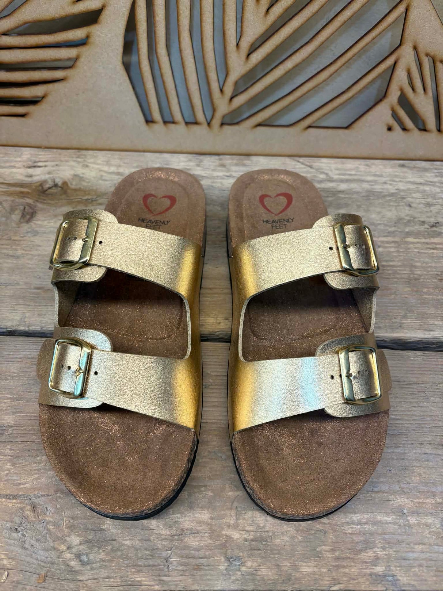 THE 'MADRID' CLASSIC SHIMMERY GOLD FOOTBED SUPER COMFORT SLIDER