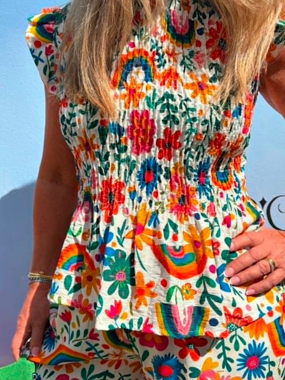 THE 'SHE'S A RAINBOW' BRIGHT AND BEAUTIFUL RAINBOW FLORALS TWO PIECE SUIT
