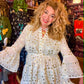 THE 'NURIA' STUNNING SNOWY WHITE SEQUINNED AND BEADED BELL SLEEVE BOHEMIAN TUNIC DRESS FROM OUR EXCLUSIVE SPANISH COLLECTION