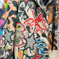 THE 'URBAN JUNGLE' FABULOUS GRAFFITI, TIGER AND MYSTIC PRINT COAT WITH HOODIE STYLE DETAIL