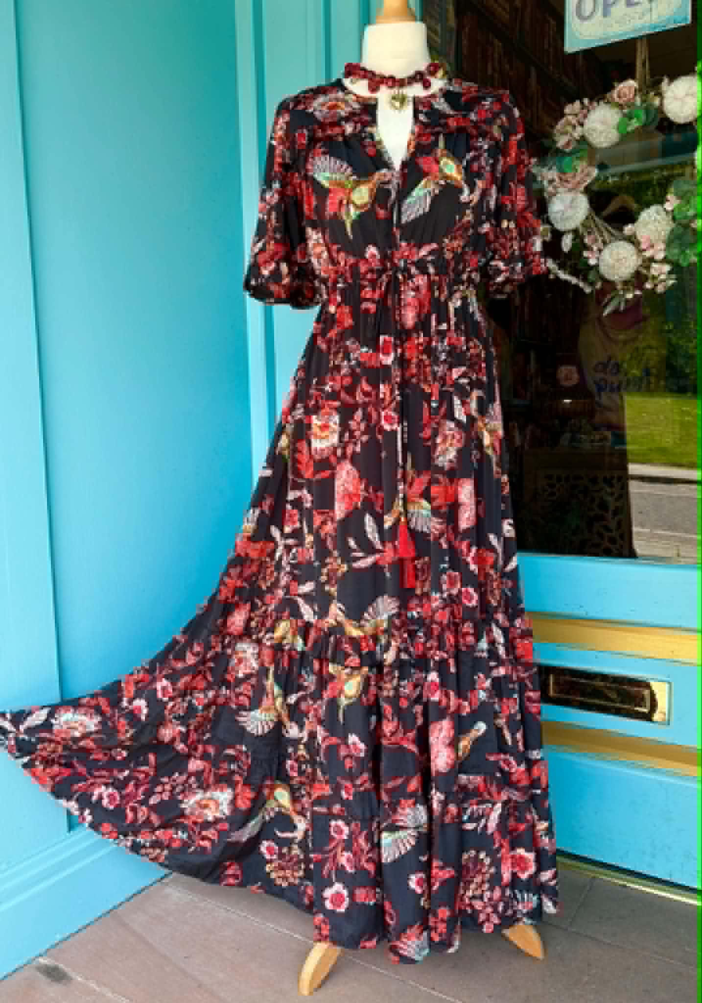 THE 'ALHAMBRA BIRD OF PARADISE' BREATH TAKING MULTI BIRD PRINT DRESS FROM OUR EXCLUSIVE SPANISH COLLECTION