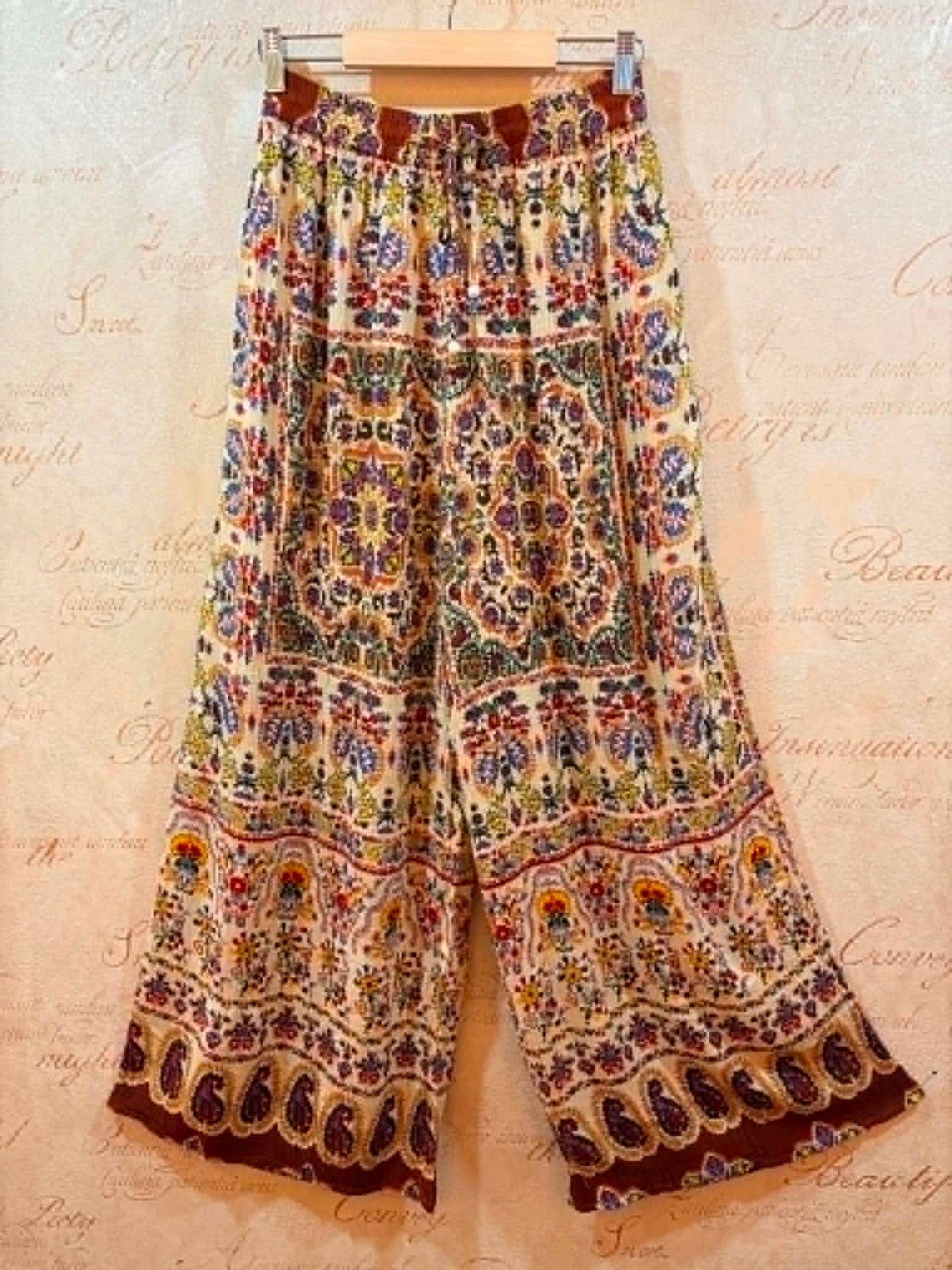 THE 'JONI' STUNNING VINTAGE 70'S STYLE BOHEMIAN PRINT RELAXED FIT TWO PIECE TROUSER SUIT