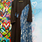 THE 'URBAN GIRL' QUIRKY ASYMMETRIC DETAIL COCOON DRESS WITH BUTTON TRIMS AND CONTRASTING DENIM STYLE FABRIC
