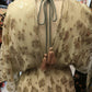 THE 'ANGELICA' STUNNING VANILLA & PINK GOLD EMBOSSED CHIFFON DRESS WITH GOLD BEADED DETAIL