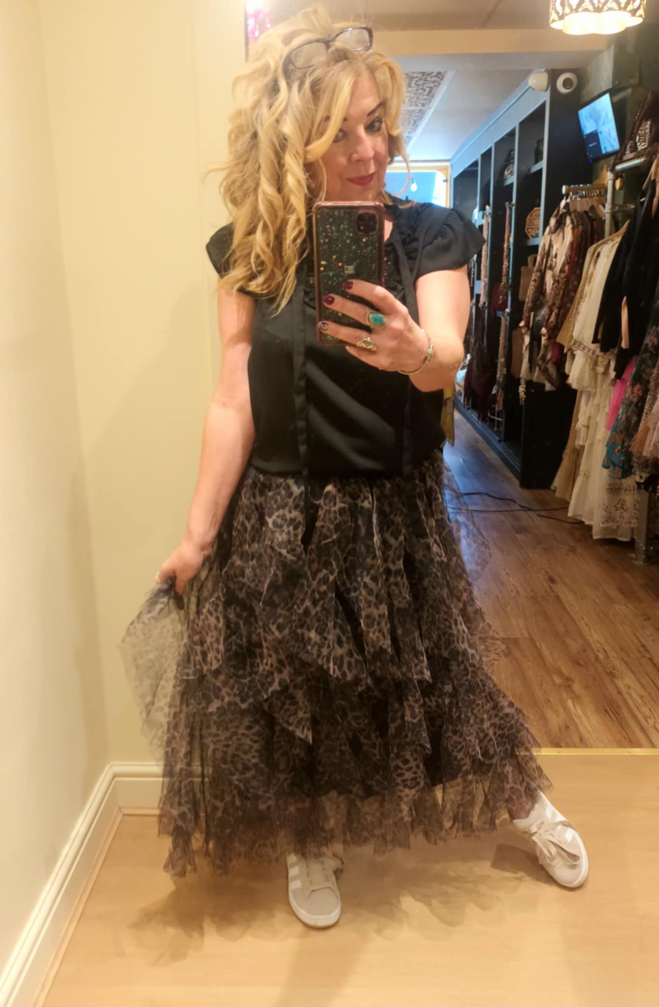 THE 'ROXANNE' FROTHY AND FABULOUS SWISHY LEOPARD PRINT TULLE SKIRT WITH ELASTICATED WAIST