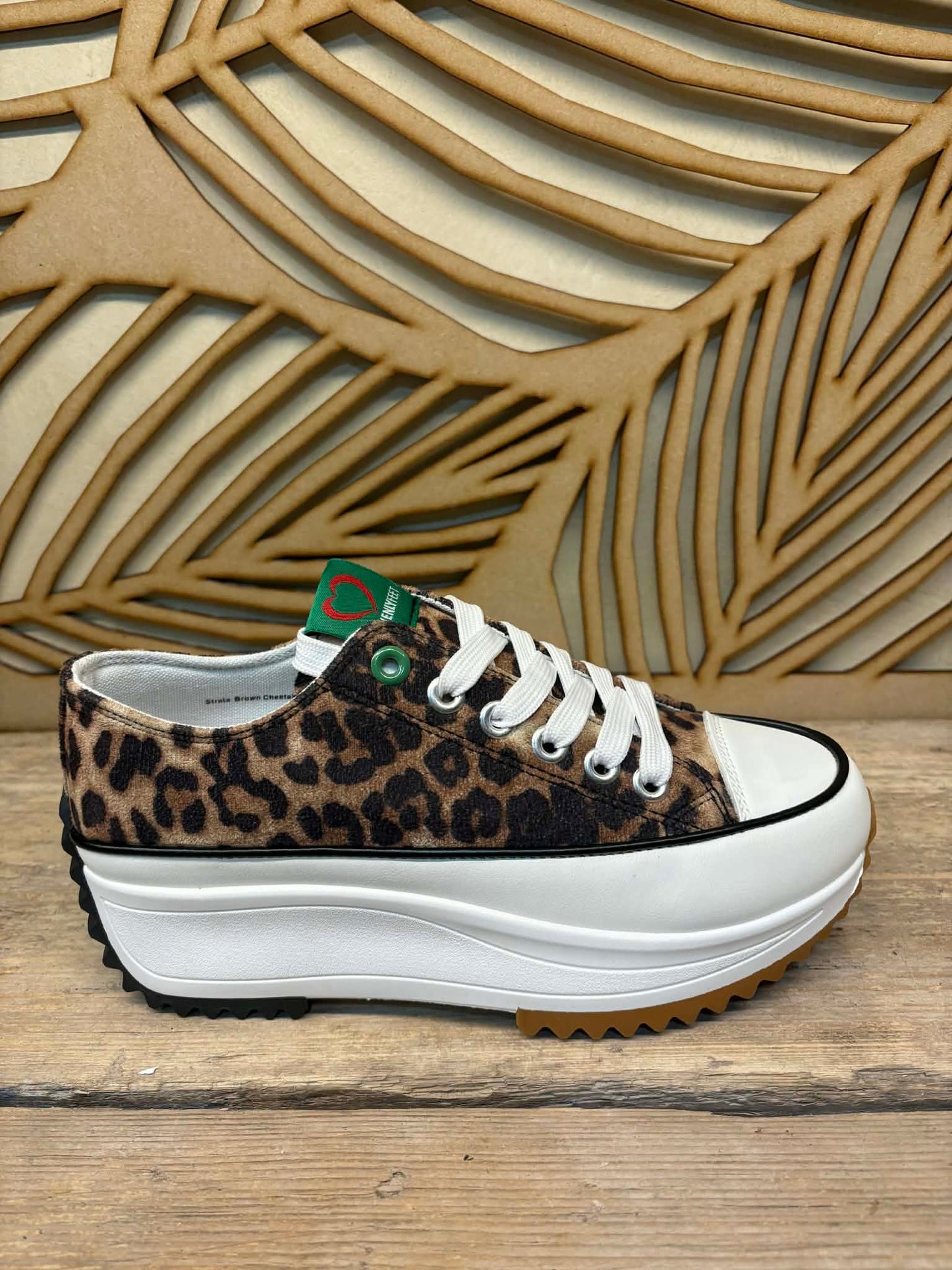 THE 'URBAN JUNGLE' SUPER COMFORT SPORTY LEOPARD PLATFORM PUMP STYLE TRAINERS FROM OUR HEAVENLY FEET RANGE