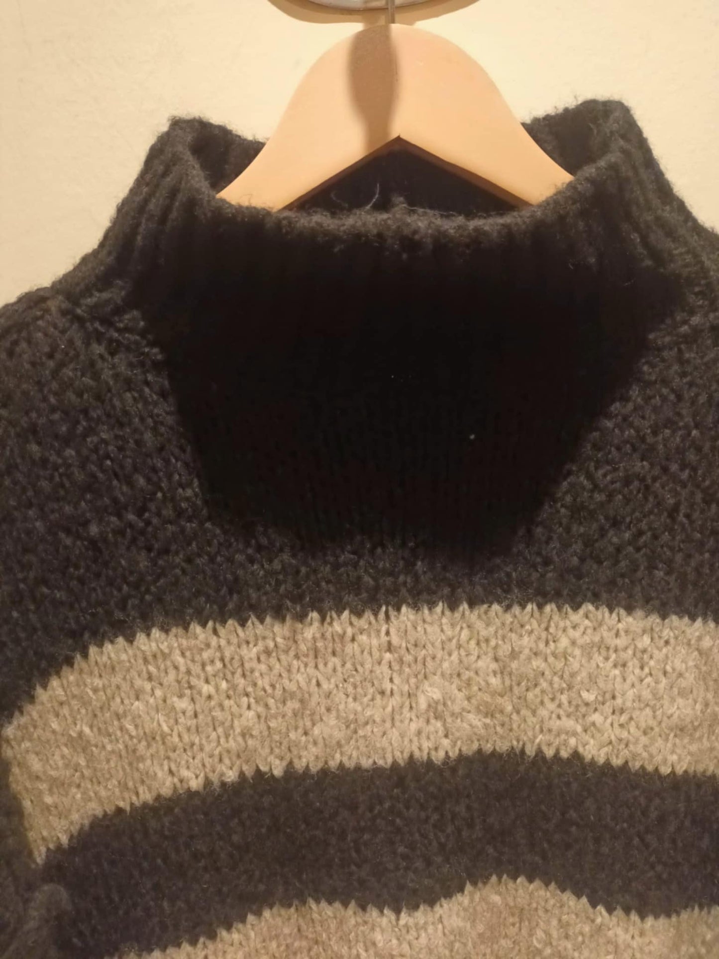 THE 'COBAIN' COSY OVERSIZED STRIPED FUNNEL NECK SNUGGLE JUMPER PINK OR BLACK