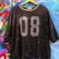 THE 'SPORTY SEQUINS' SASSY SEQUIN AMERICAN SPORTY TOP WITH SHIMMERY SEQUINS IN BLACK OR RUBY