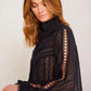 THE 'VICTORIANA' STUNNING BLACK DOBBY SPOT LACE EMBELLISHED VICTORIANA STYLE BUTTON THROUGH TUNIC/DRESS
