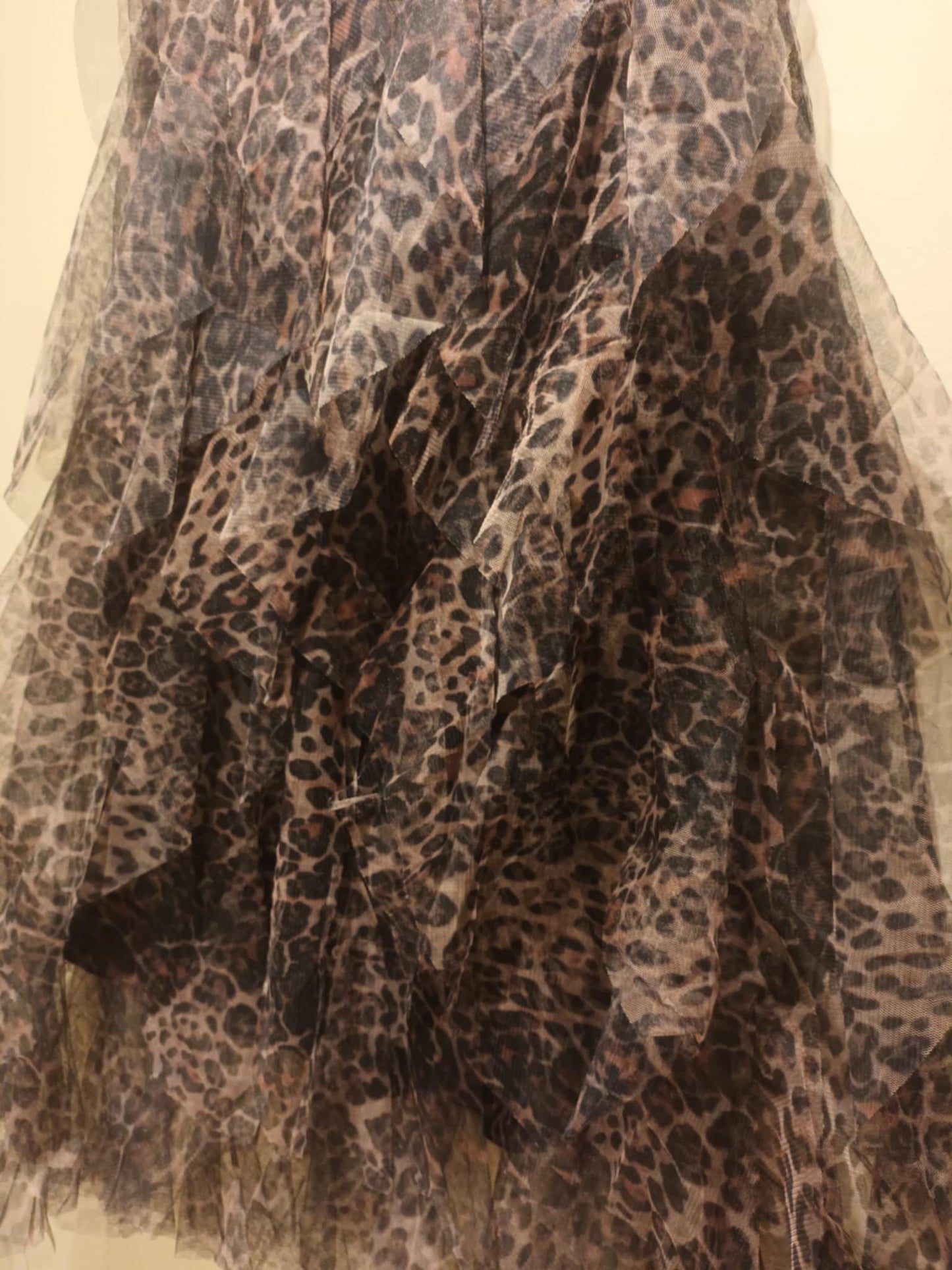 THE 'ROXANNE' FROTHY AND FABULOUS SWISHY LEOPARD PRINT TULLE SKIRT WITH ELASTICATED WAIST