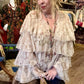 THE 'STEVIE' STUNNING 70'S STYLE DITSY FLORAL LAYERED CHIFFON TOP WITH ANGEL SLEEVES