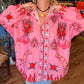 THE 'MYSTIC LOVE' CANDY PINK HEARTS & CELESTIAL SUN PRINT STATEMENT OVERSIZED SHIRT