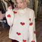 THE 'LOVE IS...' BEAUTIFUL CREAM AND RED CUTE AND COSY HEART PATTERN SNUGGLE JUMPER