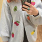 THE 'FEELING FRUITY' FABULOUSLY COSY EMBROIDERED SNUGGLE CARDIGAN IN SAGE GREEN OR POWDER BLUE