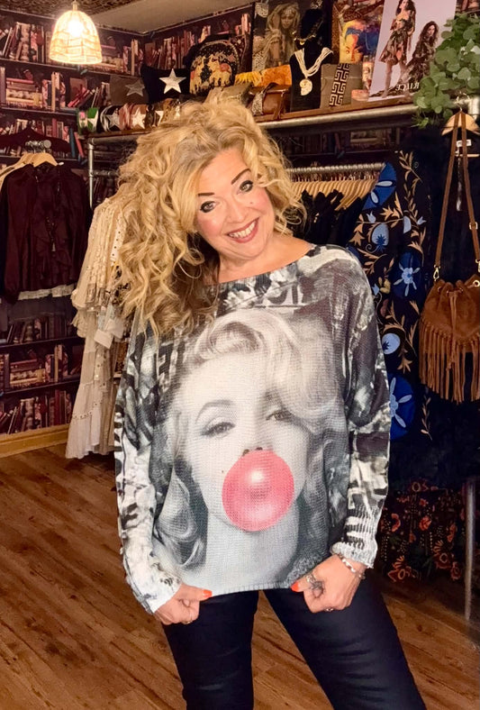 THE 'BOMBSHELL' FABULOUS MARILYN MONROE PRINTED LIGHTWEIGHT RELAXED KNIT